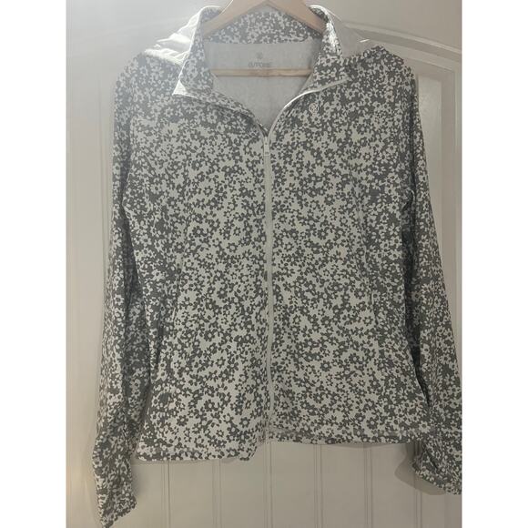 🌸 G/FORE Women's Outline Floral Cozy Jersey Full Zip Mid Layer Golf Jacket (XL) - Picture 6 of 11